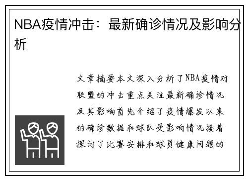 NBA疫情冲击：最新确诊情况及影响分析